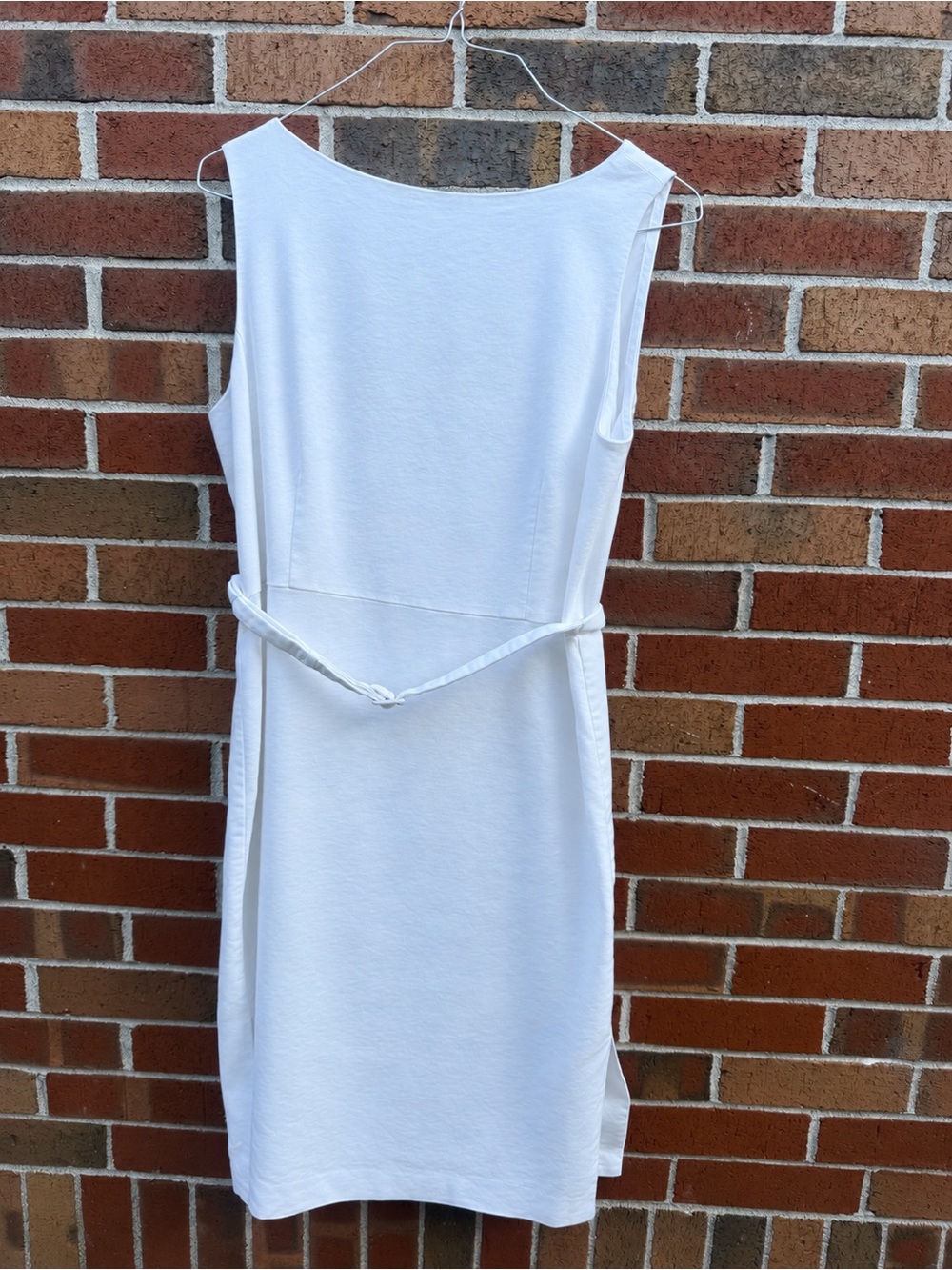 Ann Taylor White Linen Blend Belted Sheath Dress Size 12